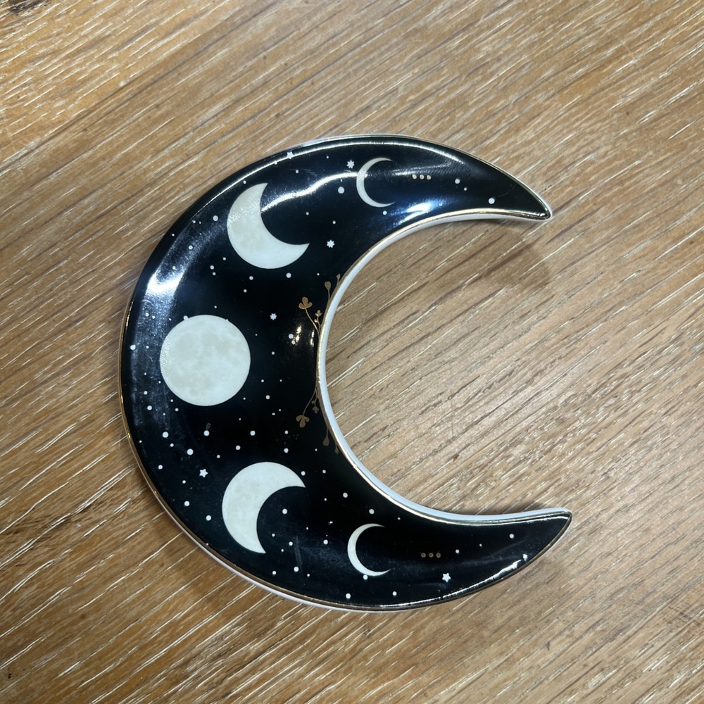 Crescent Moon Celestial Triple‎ Moon Goddess Ceramic Trinket Jewelry Dish
